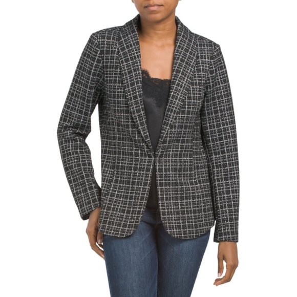 ZAC & RACHEL Black/ivory Knit Boucle Blazer